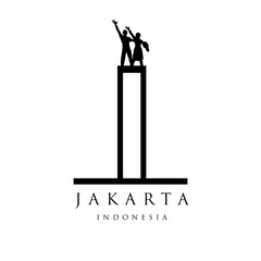 Selamat Datang Monument (Welcome Monument) of Jakarta Indonesia. Indonesian Landmark Statue in Indonesia Capital City, Isolated on White