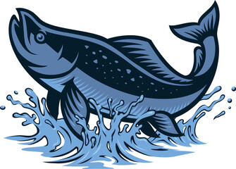 Colour vector logo with salmon fish
