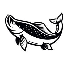 Black and white vector salmon fish logo