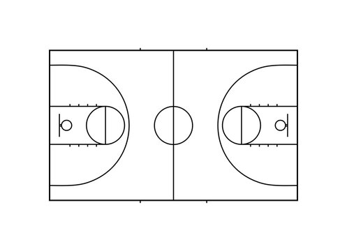 black and white basketball court outline clip art preview