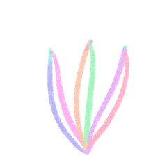 Rainbow line Leaves, signs and symbols, Hand drawn in doodle style.