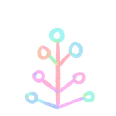 Rainbow line Leaves, signs and symbols, Hand drawn in doodle style.