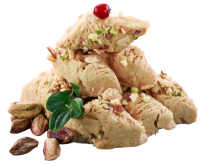 Arabic traditional sweets and berry on plate