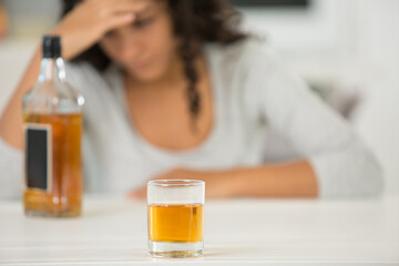 woman alcoholic social problems concept