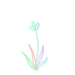 Obraz premium Rainbow line Leaves, signs and symbols, Hand drawn in doodle style.