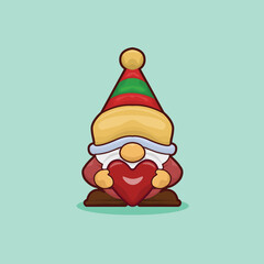 Christmas Gnome with Love Illustration