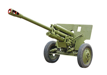 The 76-mm Russian division cannon gun from WWII. Isolated.
