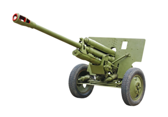 The 76-mm Russian division cannon gun from WWII. Isolated.