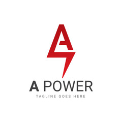 A letter logo with power bolt lightning sign