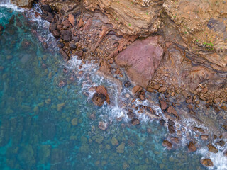 aerial views with 4k drone, centinal direction of rocks and sea.
