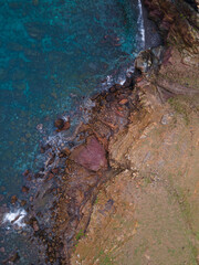 aerial views with 4k drone, centinal direction of rocks and sea.