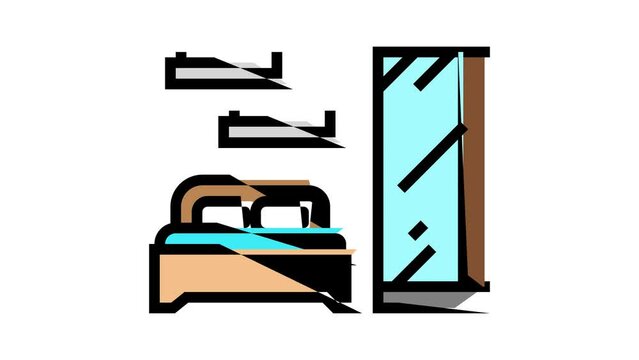 bedroom furniture color icon animation