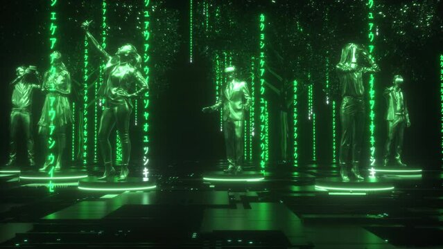 This Stock Motion Graphics Video shows a Futuristic Digital background with Digital Humans in metaverse.

