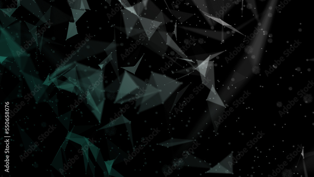 Poster abstract plexus green geometry background. digital technology network connection concept. 3d rendere