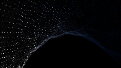 Wave of dots and weave lines. Abstract background. Network connection structure.