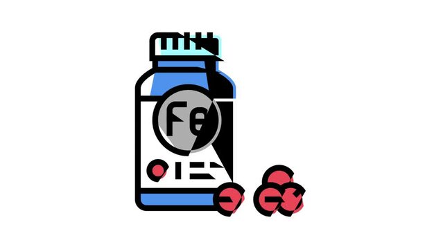 iron supplements package color icon animation