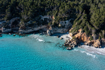 4k drone aerial views of pristine beaches on the coast of Europe