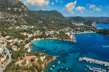 Picturesque seaside of Paleokastritsa, Corfu, Greece. Beautiful bay in Paleokastritsa in Corfu...