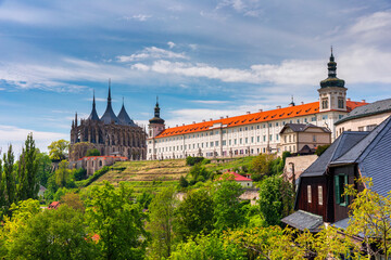 Fototapeta na wymiar View of Kutna Hora with Saint Barbara's Church that is a UNESCO world heritage site, Czech Republic. Historic center of Kutna Hora, Czech Republic, Europe.