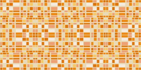 Orange small tiles, a simple mosaic of small orange rectangular tiles. Vector print for various interior design or decor.