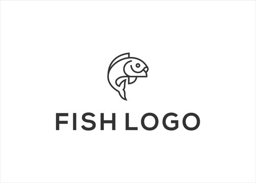 Fish logo with line design vector