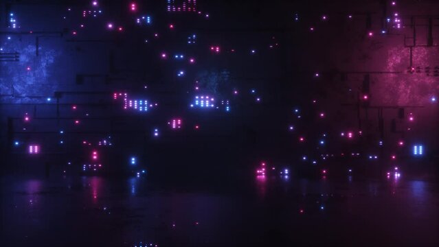 This Stock Motion Graphics Video shows a Sci-Fi Digital Glowing Wall Background in seamless loop
