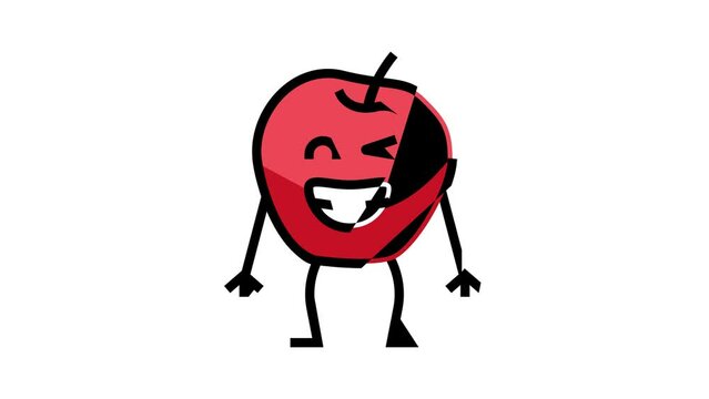 apple fruit character color icon animation
