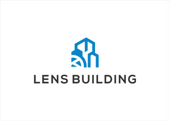 Building photography circle lens logo design vector