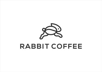 bunny rabbit coffee logo vector icon illustration