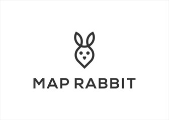 map rabbit logo design vector illustration