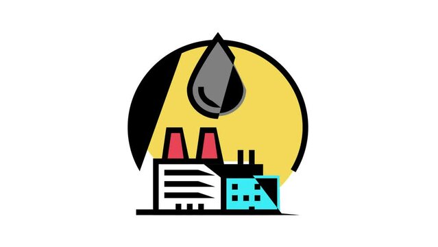 petrochemicals industrial chemical factory color icon animation
