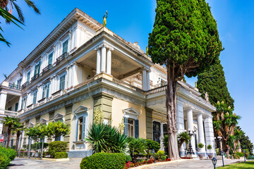 Fototapeta na wymiar Achilleion palace in Corfu Island, Greece, built by Empress of Austria Elisabeth of Bavaria, also known as Sisi. The Achilleion palace in Corfu, Greece.
