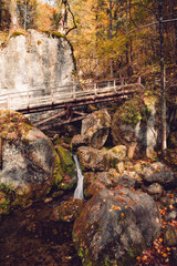 Autumn hiking in Austrian nature in Myrafalle waterfalls