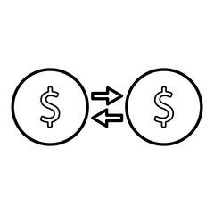 Fototapeta premium Dollar Transfer Icon In Line Style