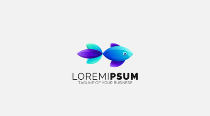Colorful Cute Fish Logo Design template illustration
