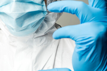 Doctor in a medical mask close-up. Virus Protection