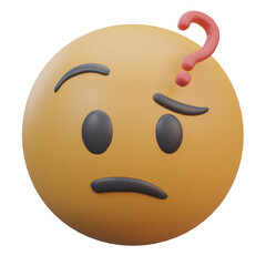 Confused Emoji 3d icon in Front view
