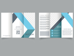Trifold brochure with diagonal stripes. Vector template.