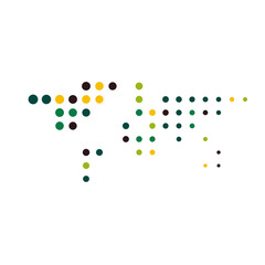 World 1 Silhouette Pixelated pattern map illustration