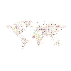 Fototapeta premium World 1 Silhouette Pixelated pattern map illustration