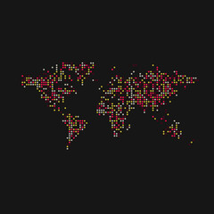 World 1 Silhouette Pixelated pattern map illustration