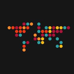 World 1 Silhouette Pixelated pattern map illustration