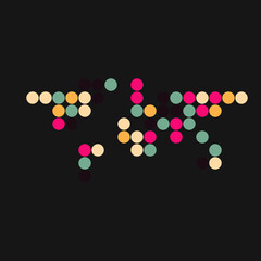 World 1 Silhouette Pixelated pattern map illustration