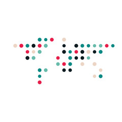 World 1 Silhouette Pixelated pattern map illustration
