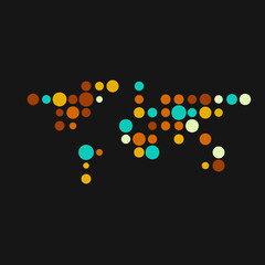 World 1 Silhouette Pixelated pattern map illustration