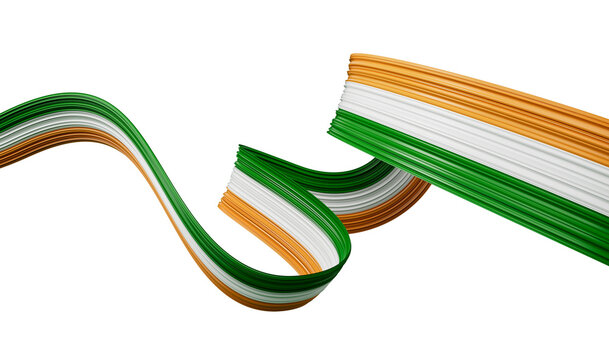 Indian flag Ribbon wavy abstract background. 3d illustration