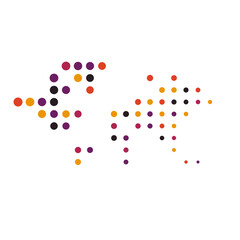 World 2 Silhouette Pixelated pattern map illustration