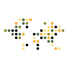World 2 Silhouette Pixelated pattern map illustration