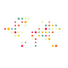World 2 Silhouette Pixelated pattern map illustration