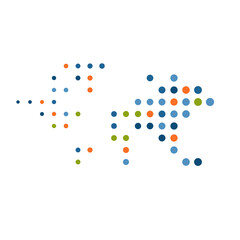 World 2 Silhouette Pixelated pattern map illustration